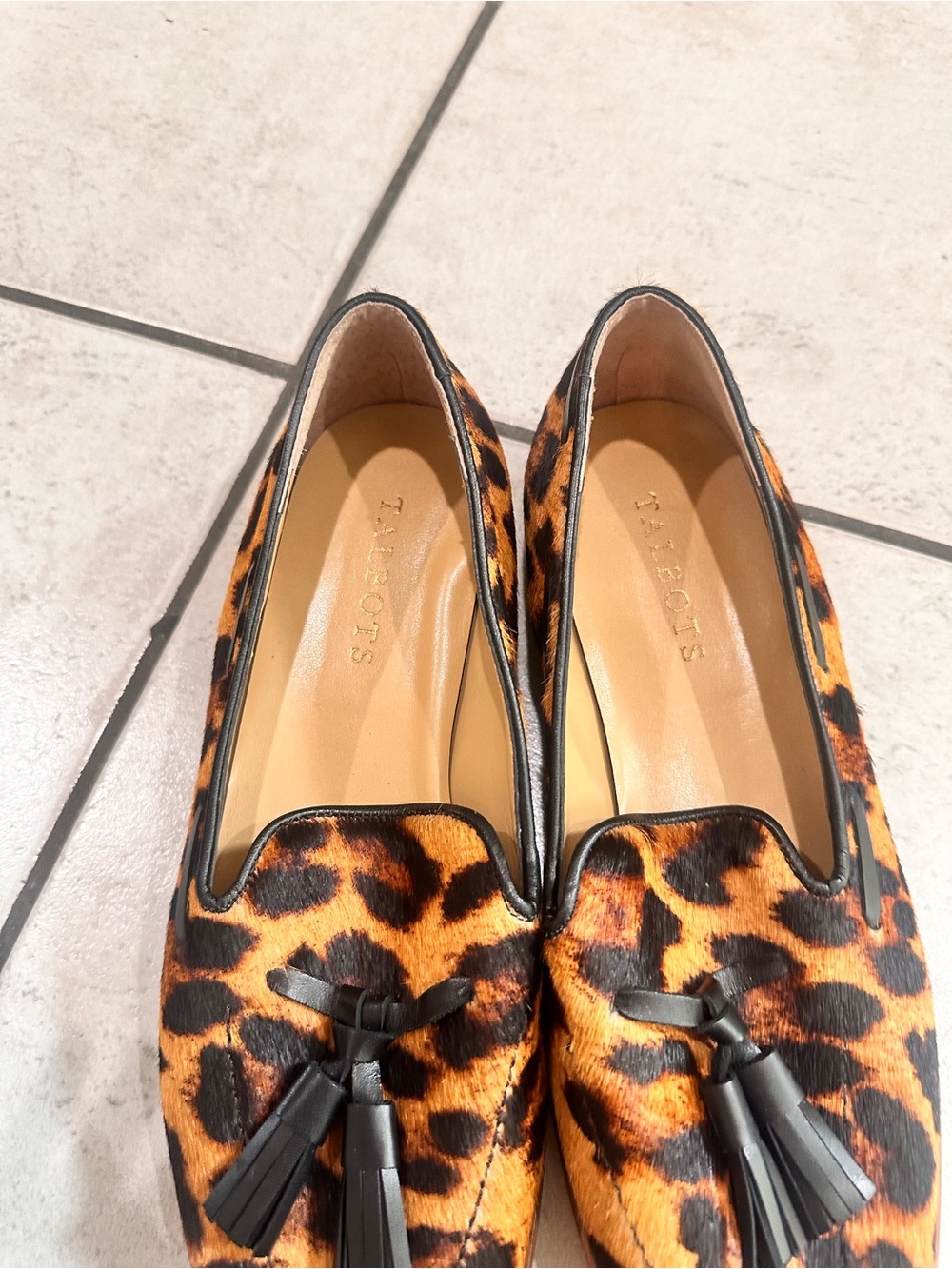 Talbots Leighton Tassel Loafers in Leopard Calf Hair Leather 8.5 - Picture 3 of 13